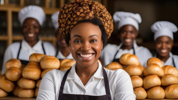 team working in bakery